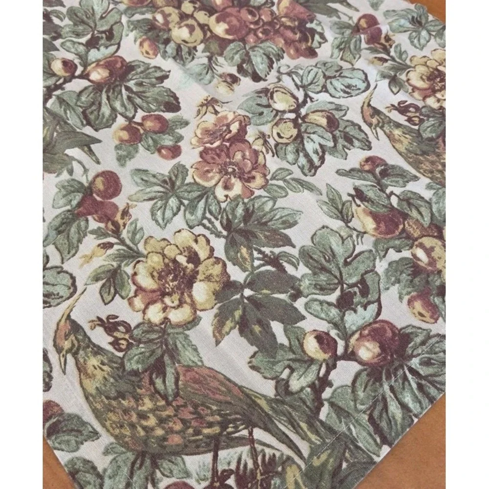 Potterybarn Giorgetta Cloth Napkins Set of 4 Cinnabar Foliage Pheasants Golds